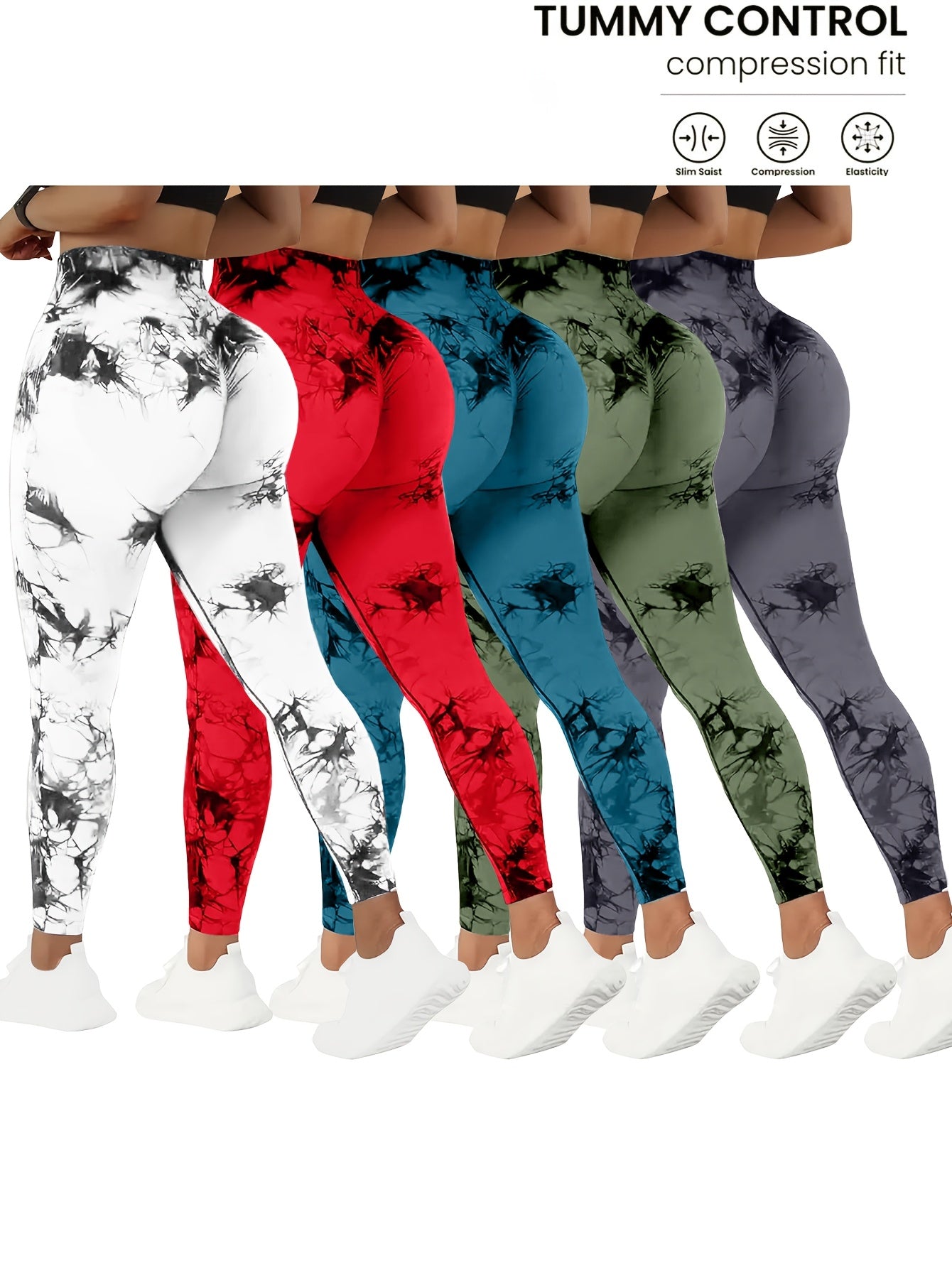 5 Pack of High-Waist Abdominal Control Yoga Pants