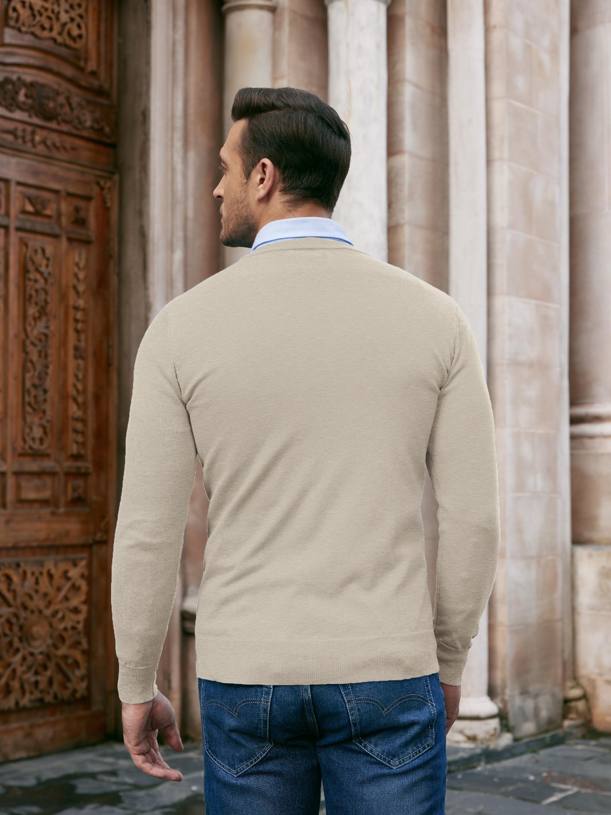 Men Casual V Neck Sweater Ribbed Knit Slim Fit Long Sleeve Pullover Top