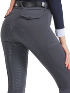 High Elastic Slim Fit Full Silicone Women Equestrian Pants