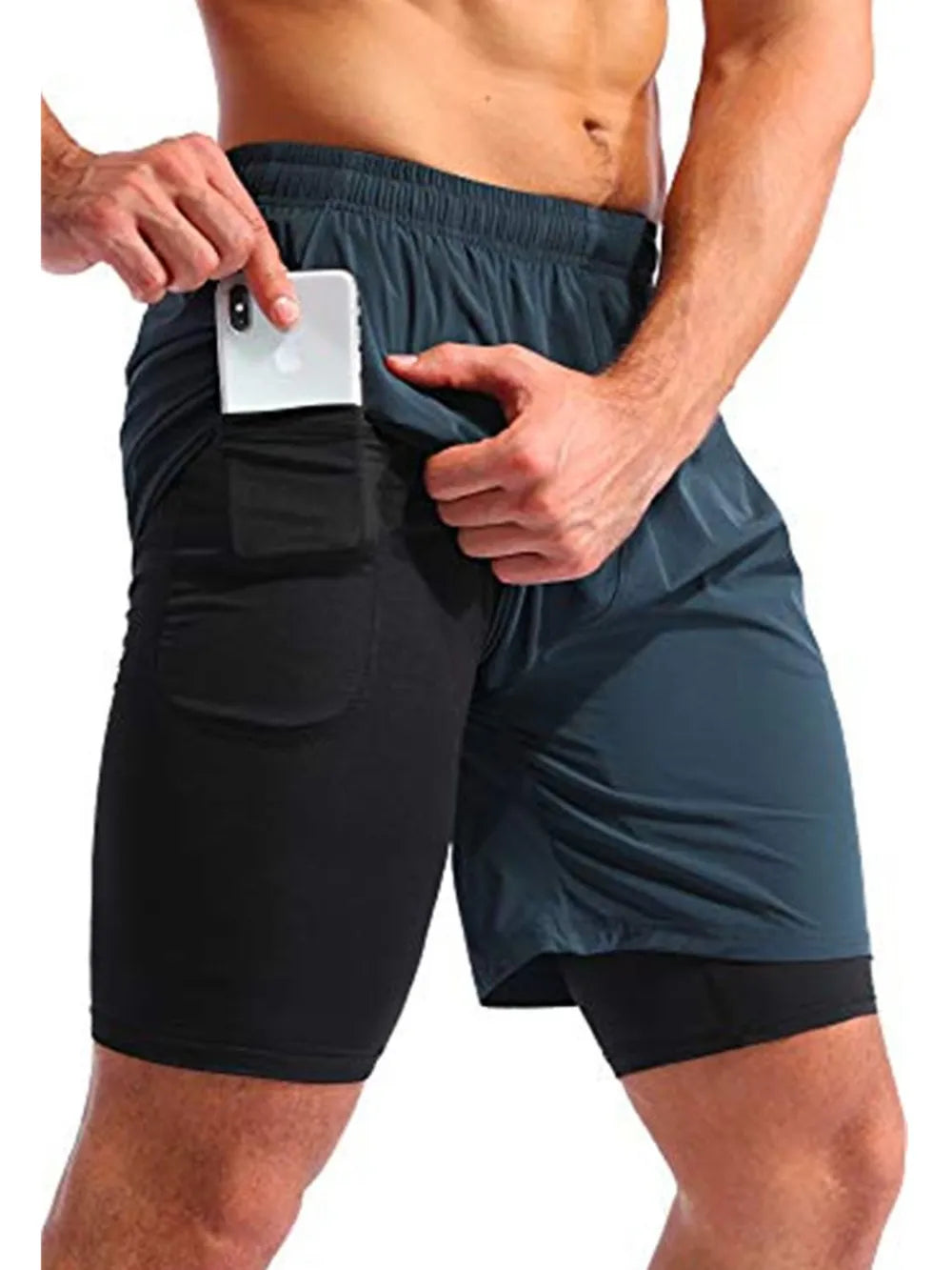 Trendsi comfortable athletic shorts with built-in pocket for phone and elastic waistband