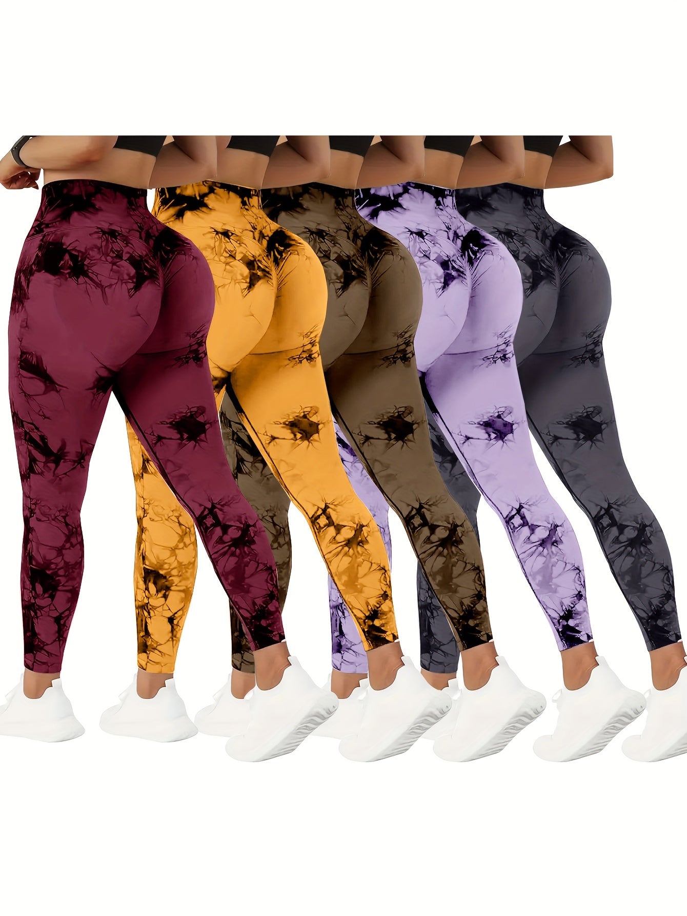 5 Pack of High-Waist Abdominal Control Yoga Pants