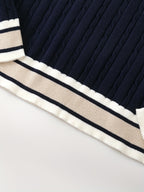 Navy Blue V-Neck Pullover Sweater