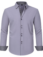 Men's Stylish  Long Sleeve Button-Up Shirt