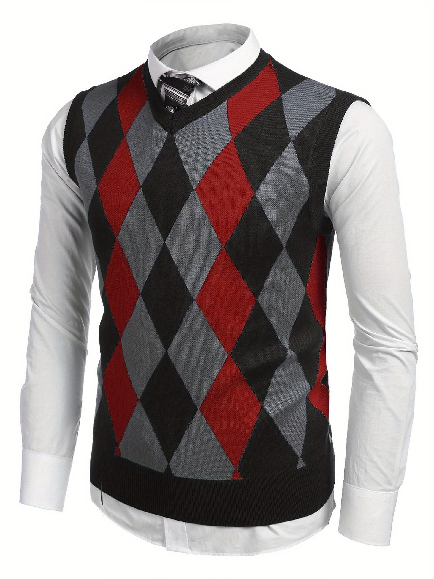 Slim Fit Plus Size Argyle Sweater Vest