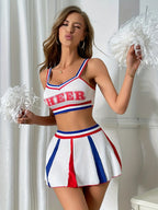 3-Color Cheerleader Uniform with Cute Bra and Skirt Set