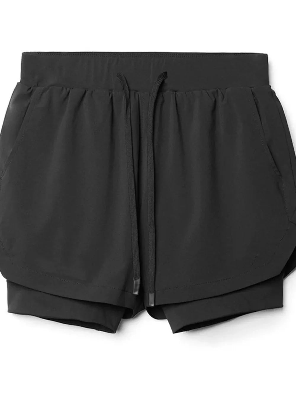 Trendsi black active shorts for men with drawstring waist and side pockets