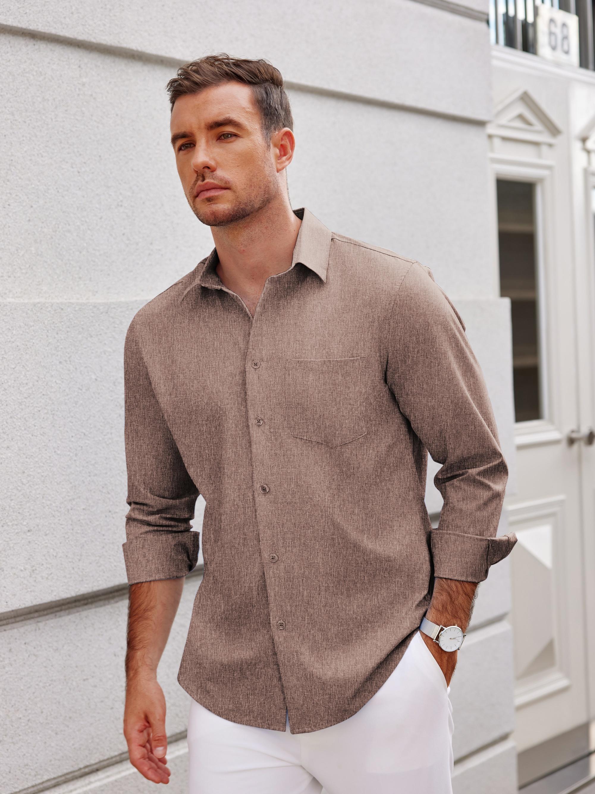 Men's Long Sleeve Button Linen Shirt