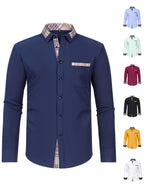 Men's Fashion Color Block Long Sleeve Casual Shirt