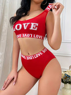 LOVE Printed Letter Waist Scarf Beauty Back Sports Sexy Bra Pants Set