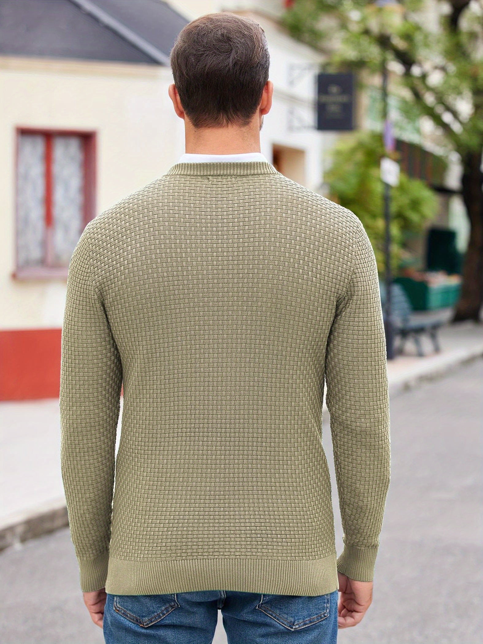 Men Dress Crewneck Sweater Pullover