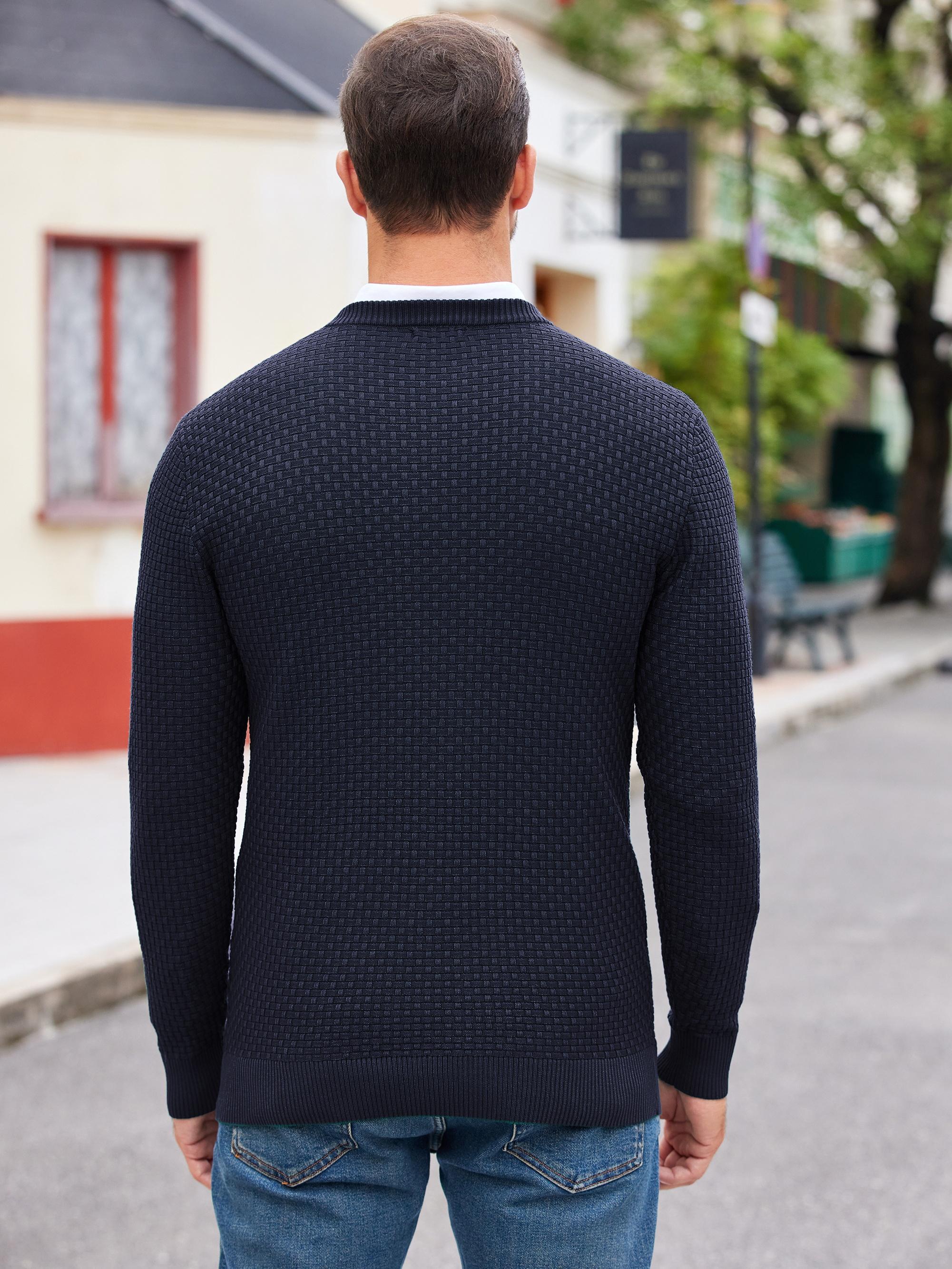 Men Dress Crewneck Sweater Pullover