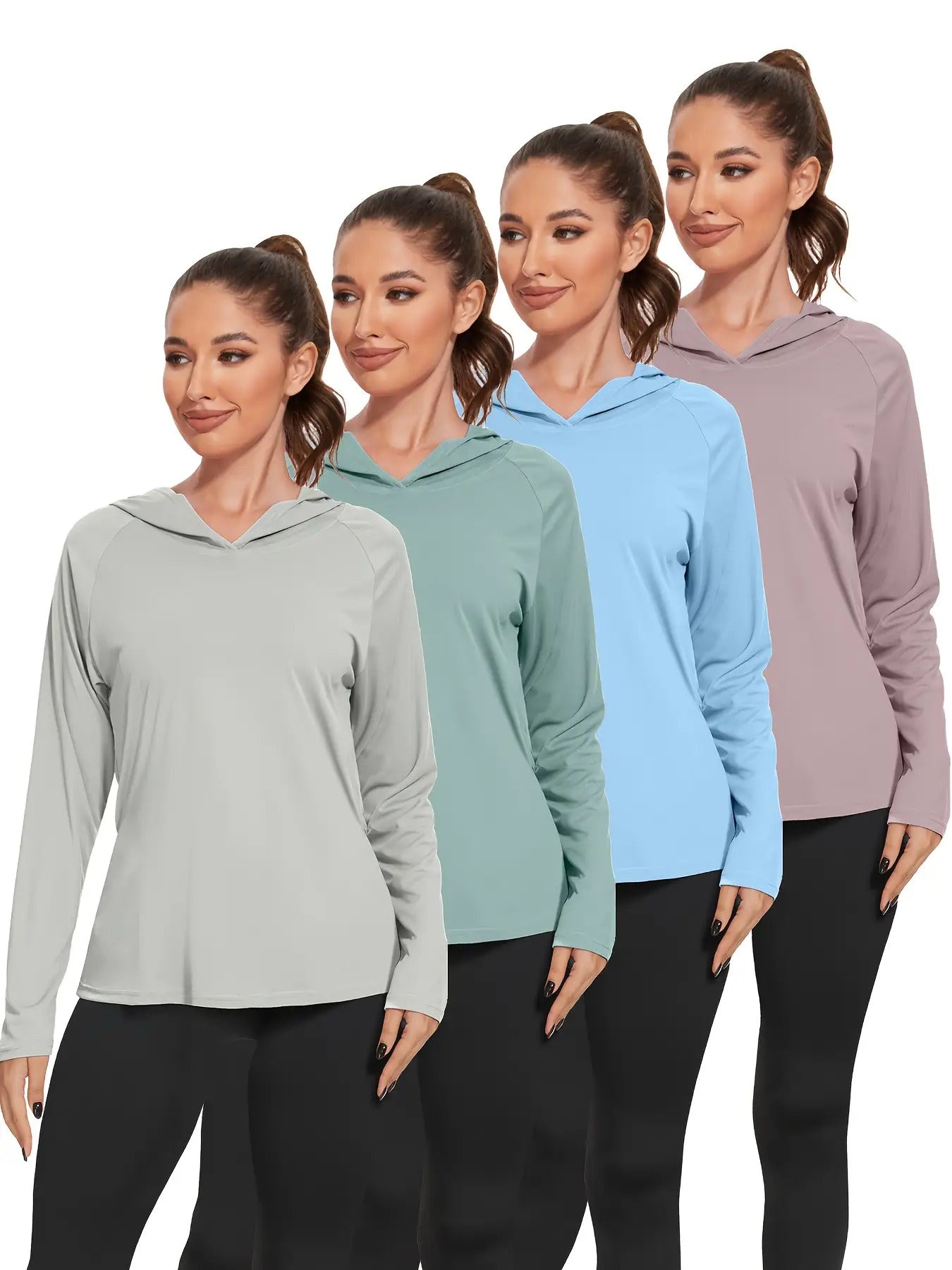 4PCS of women's spring and summer sun protection long sleeves T Shirt