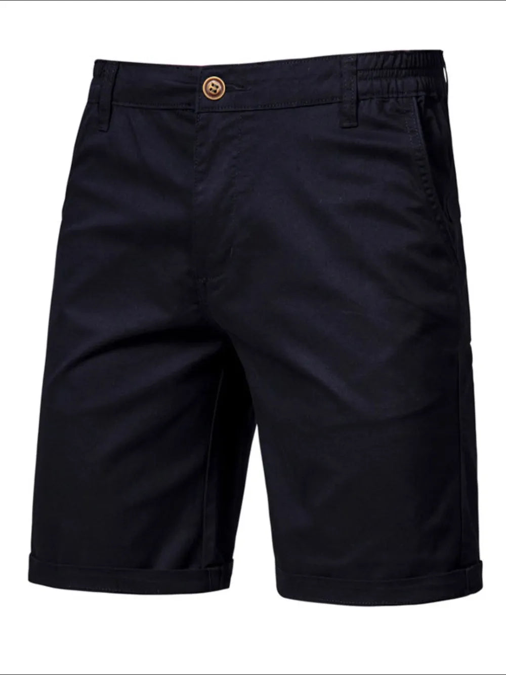 Trendsi comfortable bermuda shorts with pockets in black featuring button closure and cuffed hem