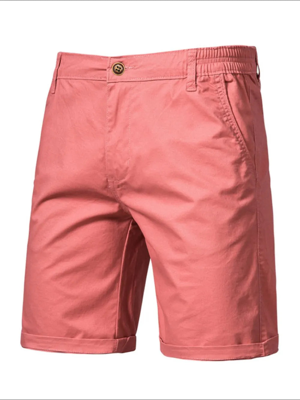 Trendsi comfortable bermuda shorts with pockets in salmon pink color and button closure