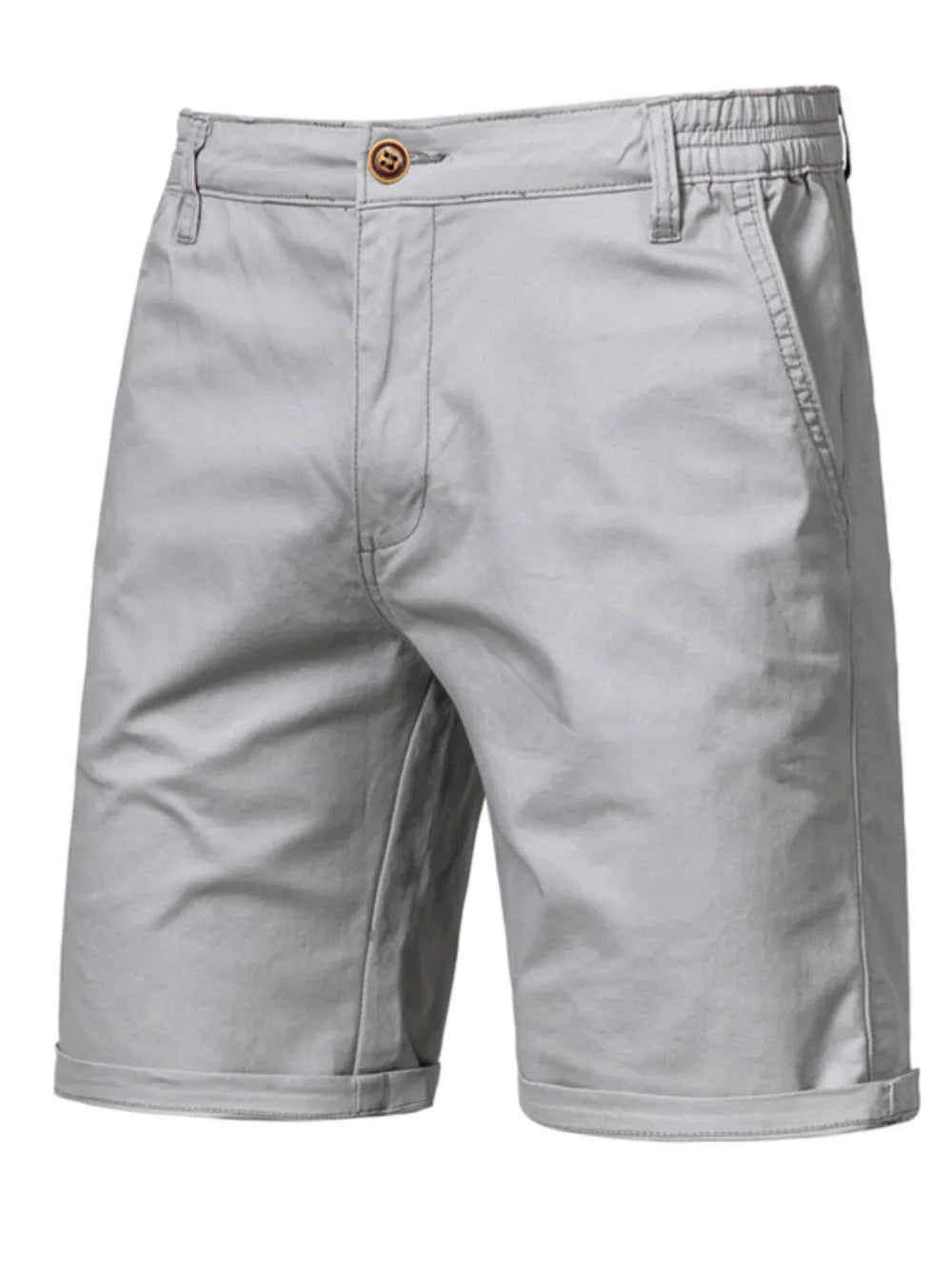 Trendsi comfortable bermuda shorts with pockets in light gray featuring button closure and side pockets