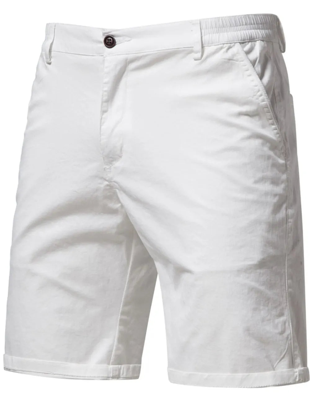 Trendsi comfortable bermuda shorts with pockets in white featuring a button and elastic waistband