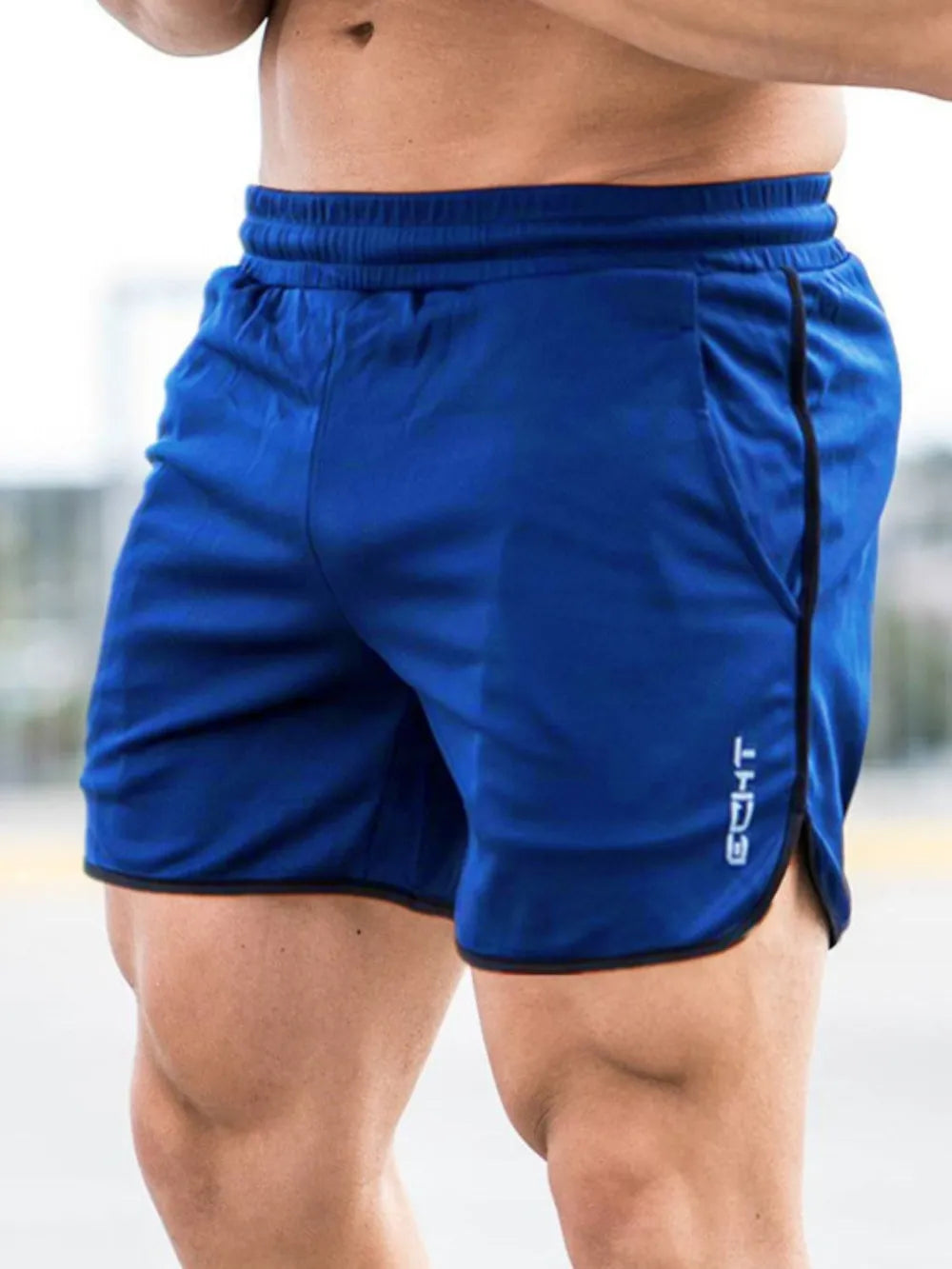 Trendsi comfortable men's activewear shorts in blue with elastic waistband for fitness