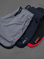 Trendsi comfortable men's activewear shorts in gray navy and black with elastic waistbands and drawstrings