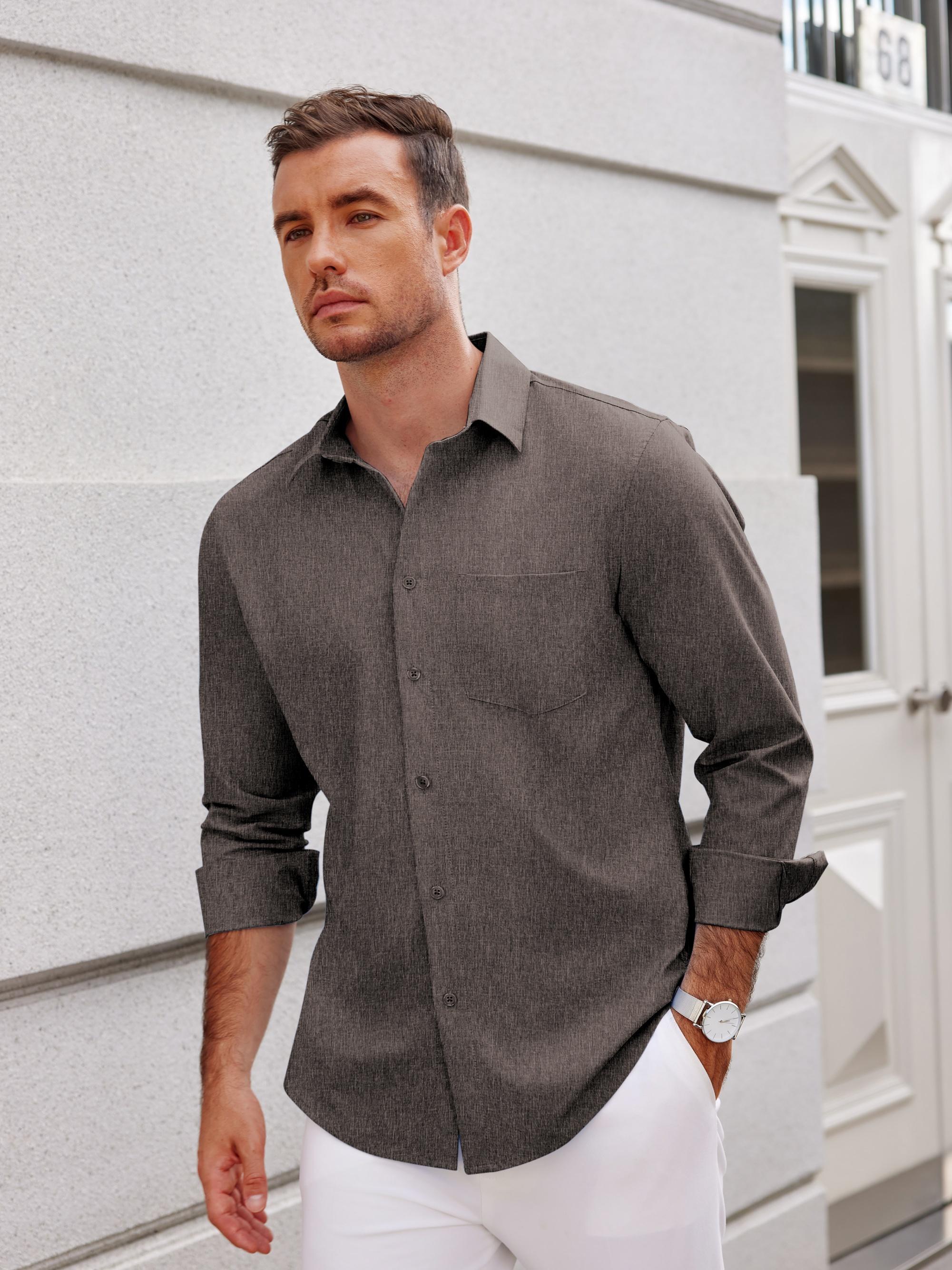 Men's Long Sleeve Button Linen Shirt