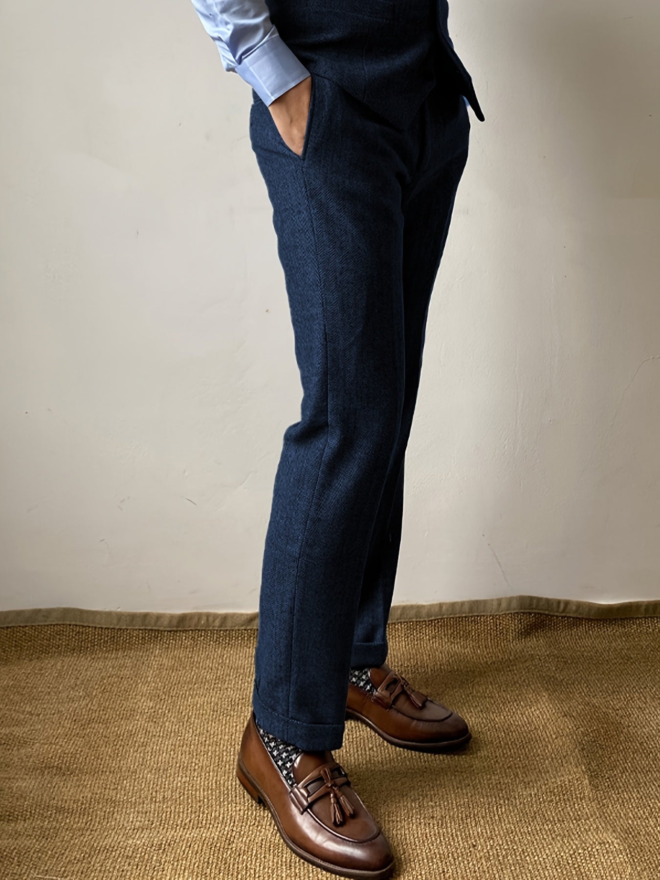 Men's Wool Blend Herringbone Pants