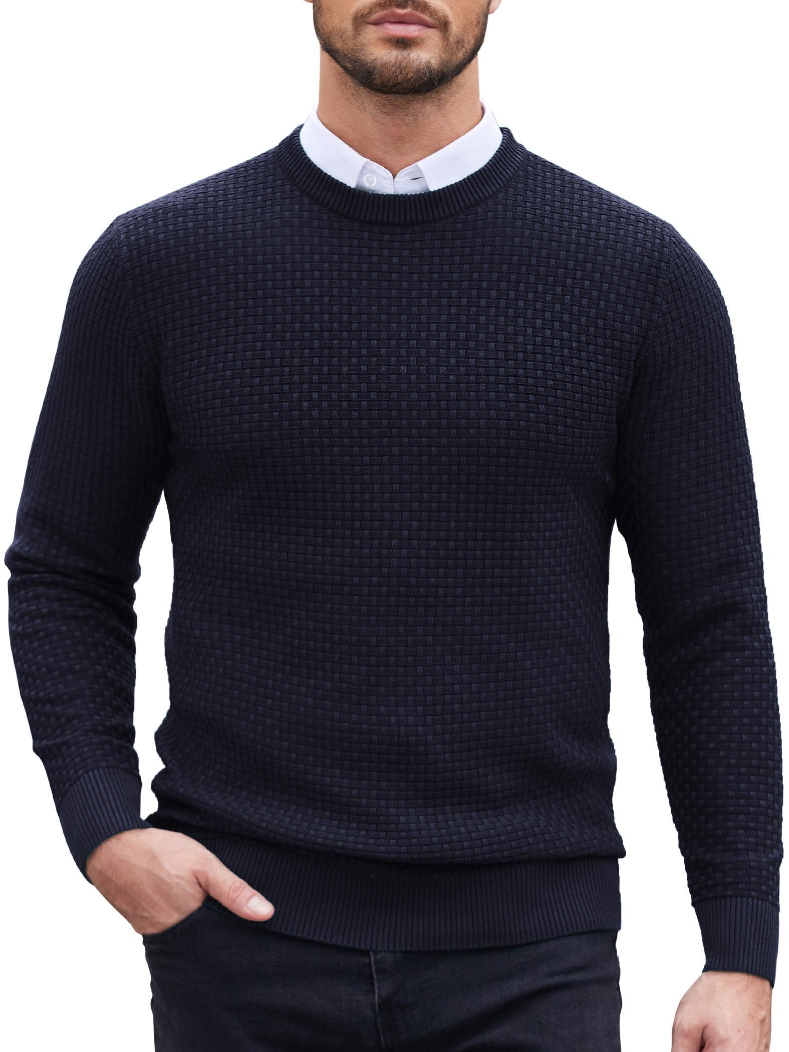 Men Dress Crewneck Sweater Pullover