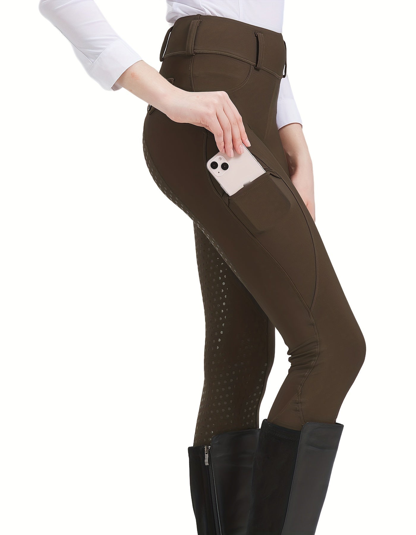 High Stretch Geometric-Pattern Women's Cropped Equestrian Tights