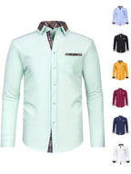 Men's Fashion Color Block Long Sleeve Casual Shirt