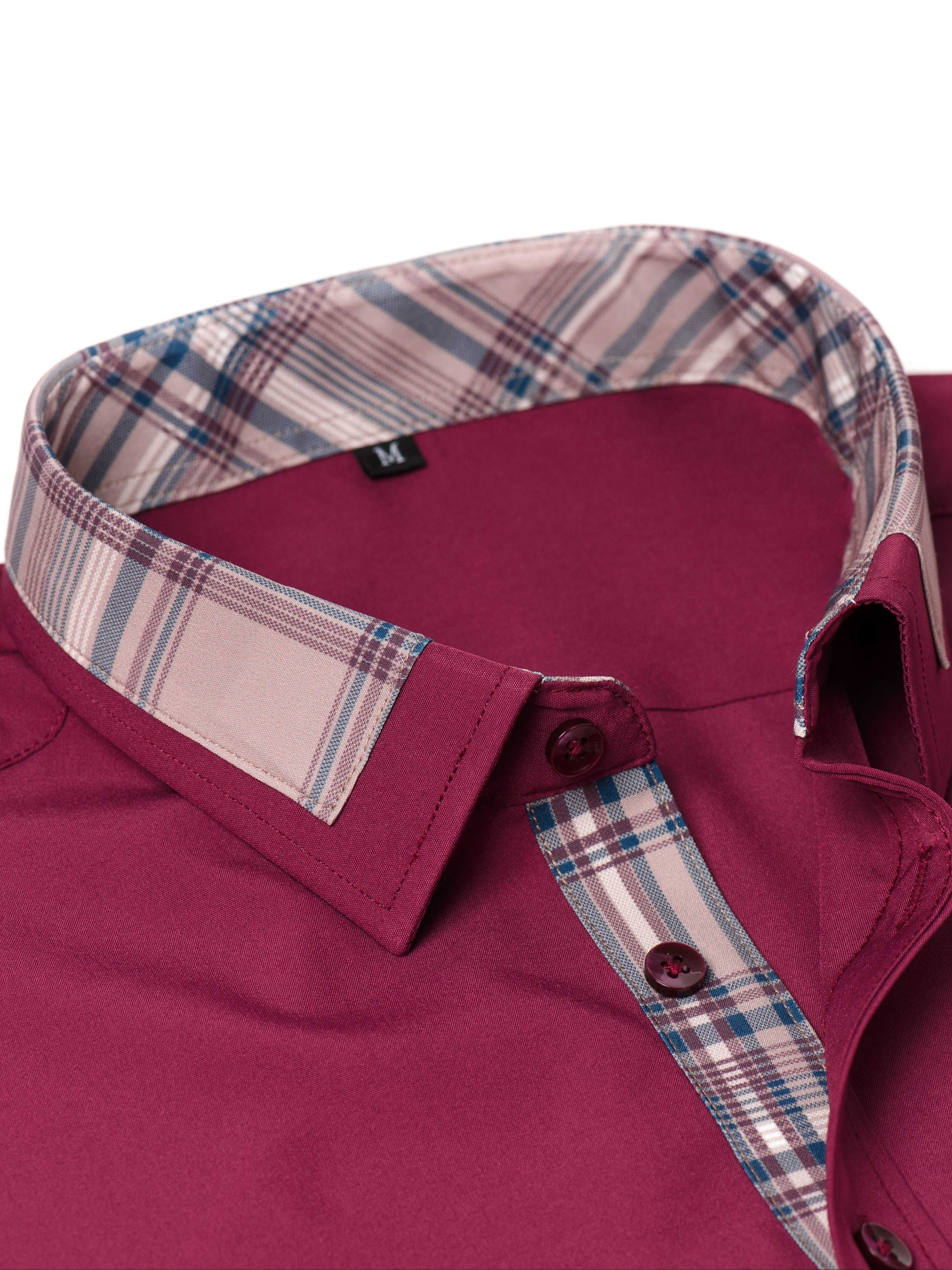 Men's Fashion Color Block Long Sleeve Casual Shirt