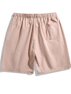 Trendsi beige drawstring pocketed shorts with elastic waistband and back pocket