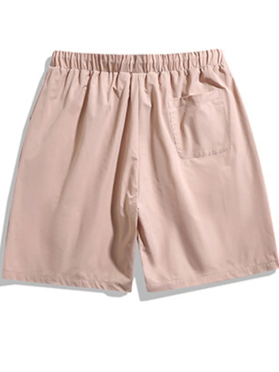 Trendsi beige drawstring pocketed shorts with elastic waistband and back pocket
