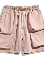 Trendsi beige drawstring pocketed shorts with an elastic waistband and large side pockets