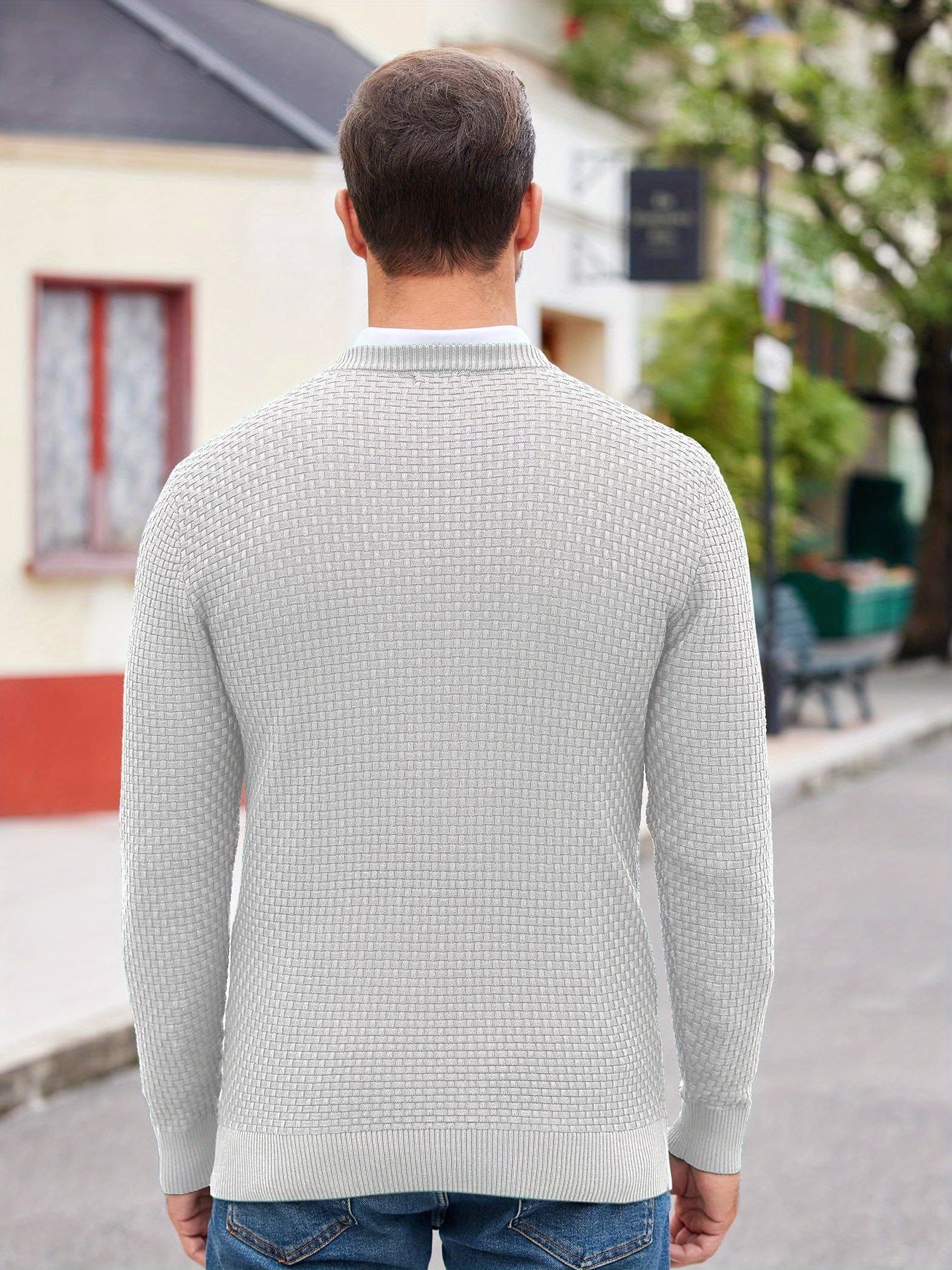 Men Dress Crewneck Sweater Pullover