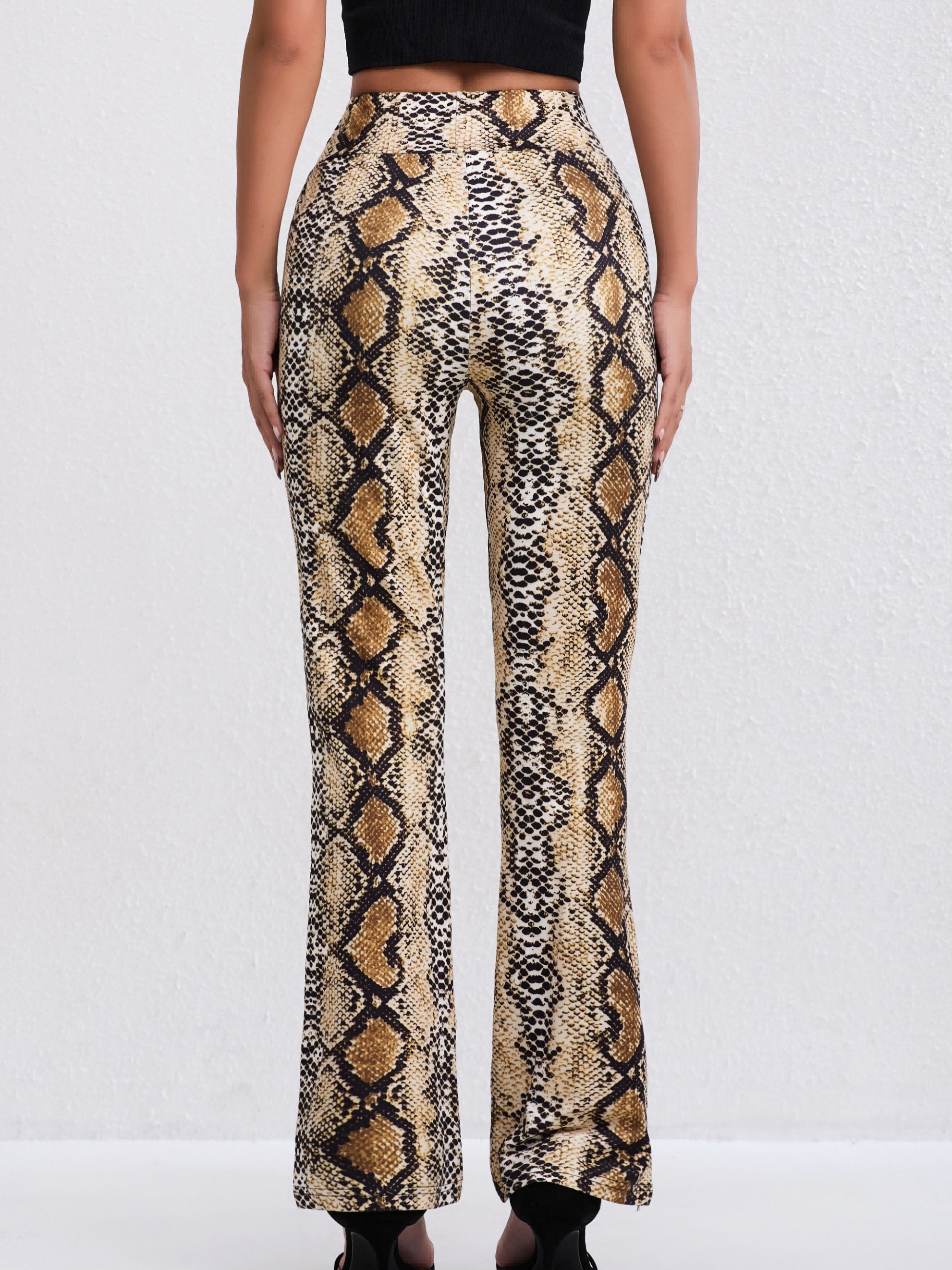 Fashion Snake Print Slim Straight Pants
