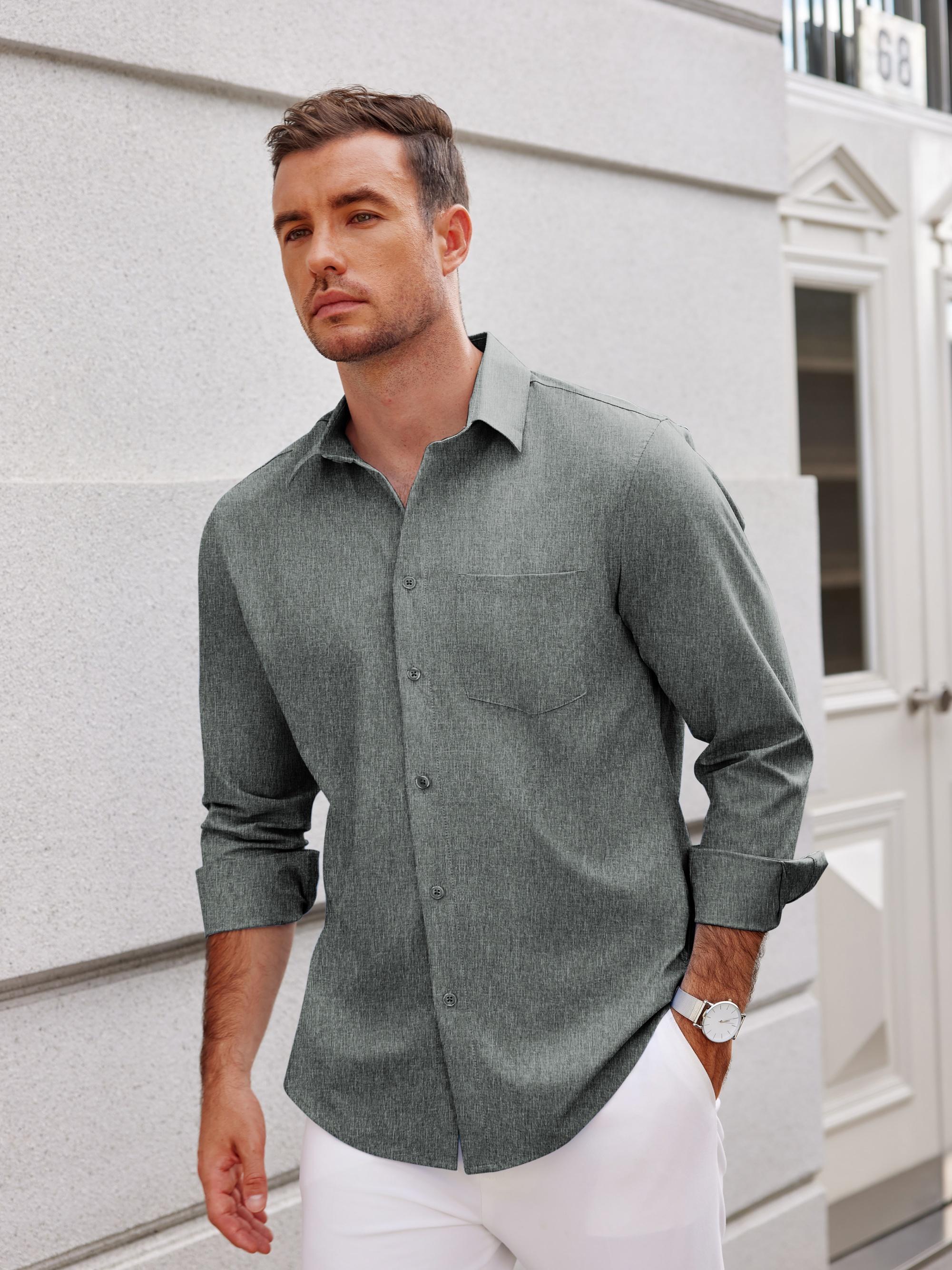 Men's Long Sleeve Button Linen Shirt