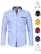 Men's Fashion Color Block Long Sleeve Casual Shirt