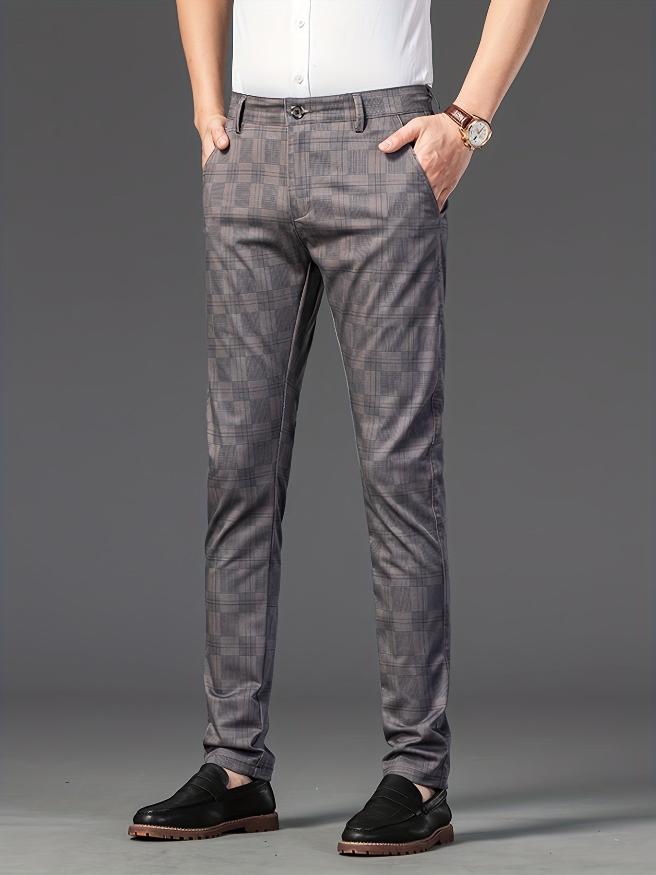 Men's Light Business Slim Casual Straight-leg Trousers