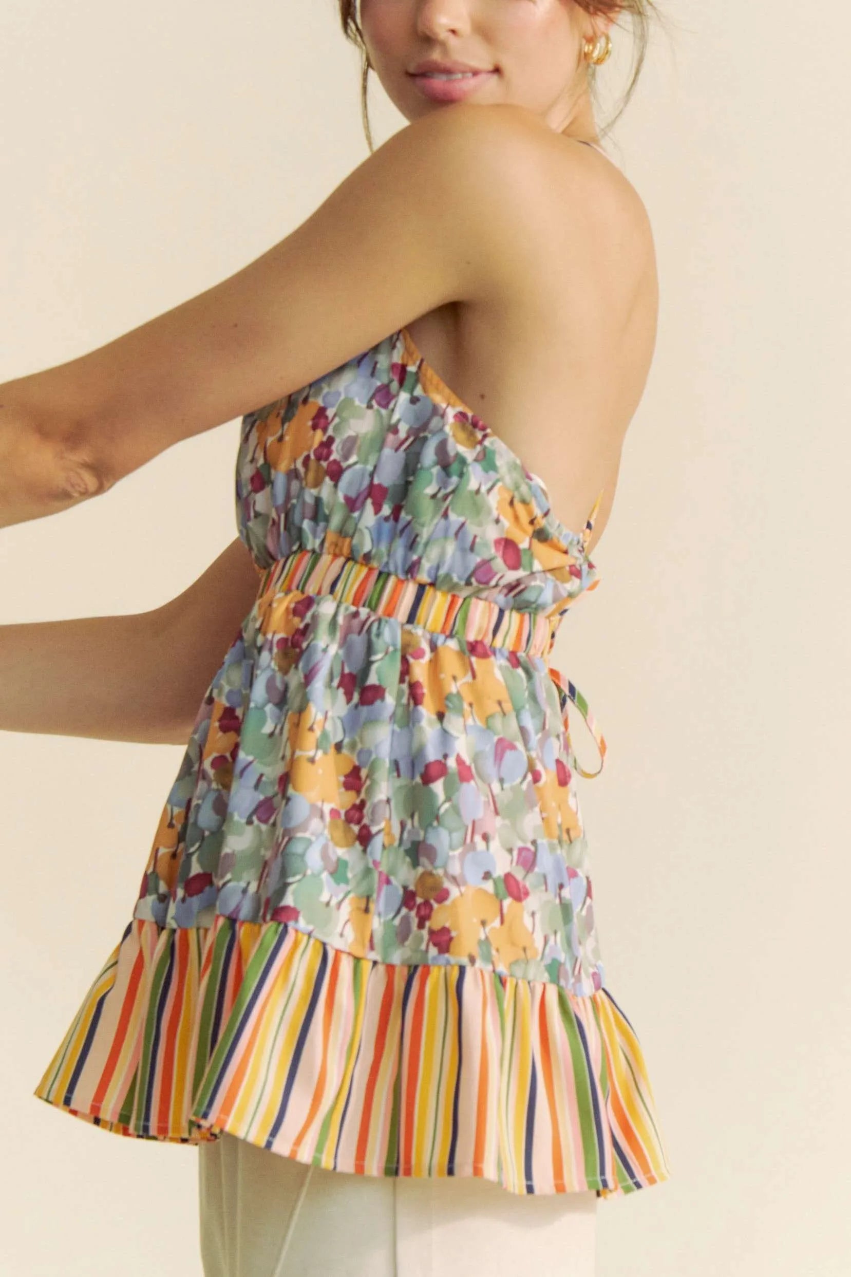 Trendsi striped ruffle hem