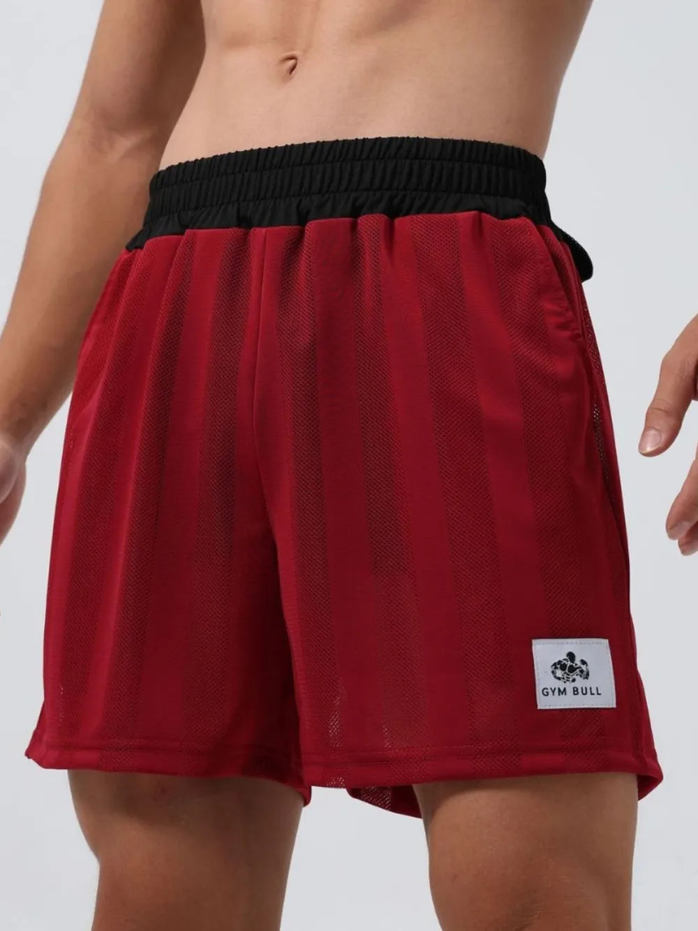 Trendsi men's plus size shorts in red with black elastic waistband and side pockets