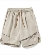 Trendsi men's plus size shorts in beige with elastic waistband and layered breathable mesh design