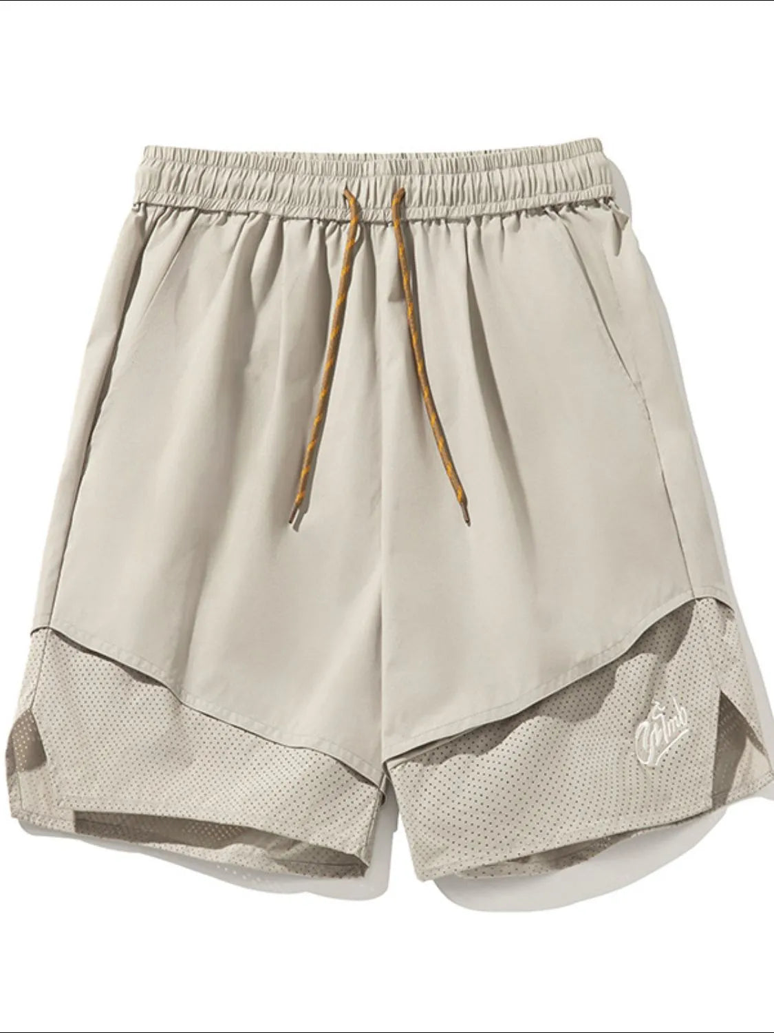 Trendsi men's plus size shorts in beige with elastic waistband and layered breathable mesh design