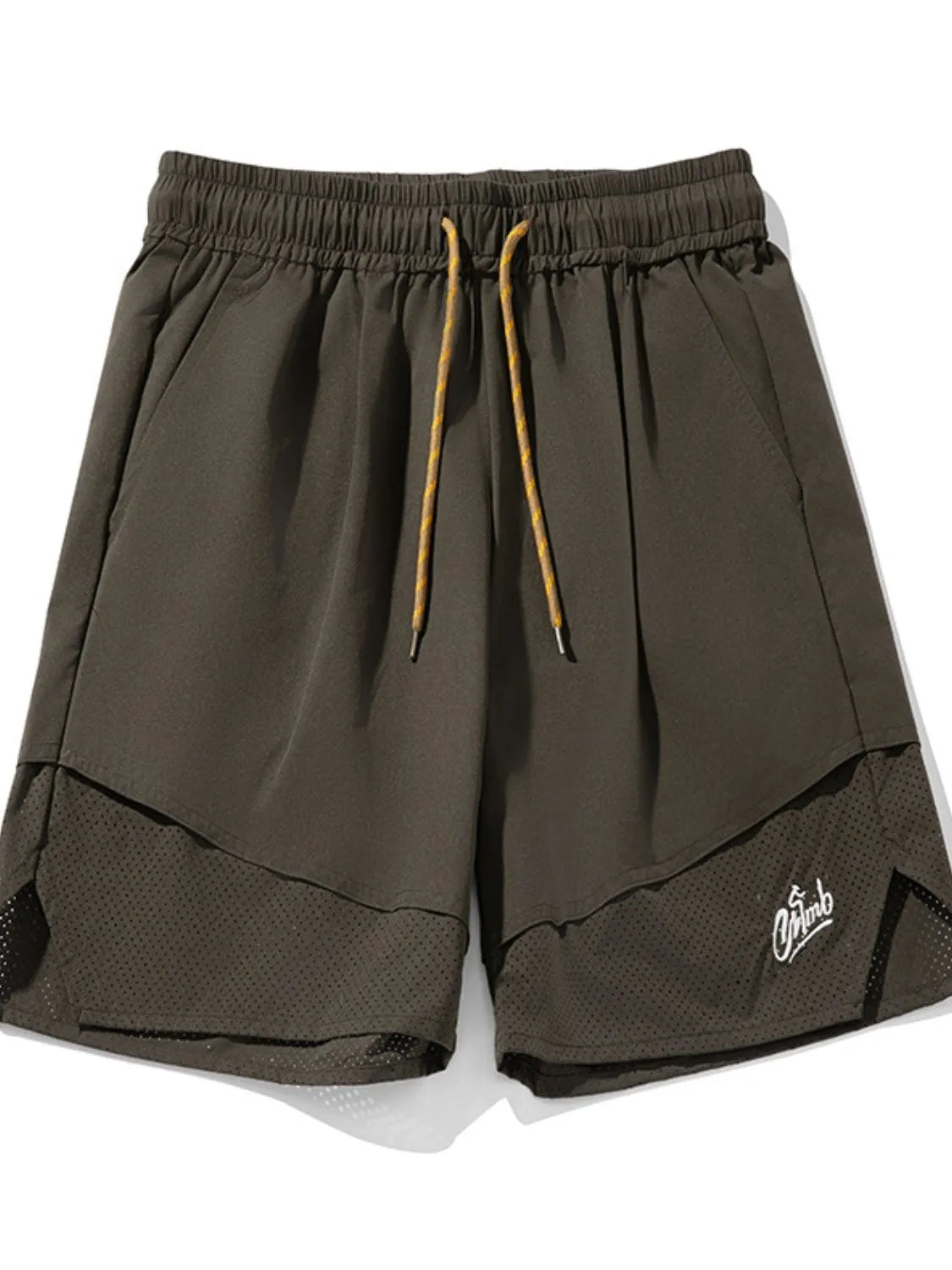 Trendsi men's plus size shorts in dark gray with elastic waistband and yellow drawstrings