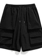 Trendsi black cargoshorts men's summer shorts with pockets featuring elastic waistband and multiple pockets