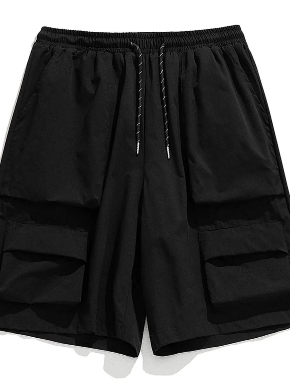 Trendsi black cargoshorts men's summer shorts with pockets featuring elastic waistband and multiple pockets