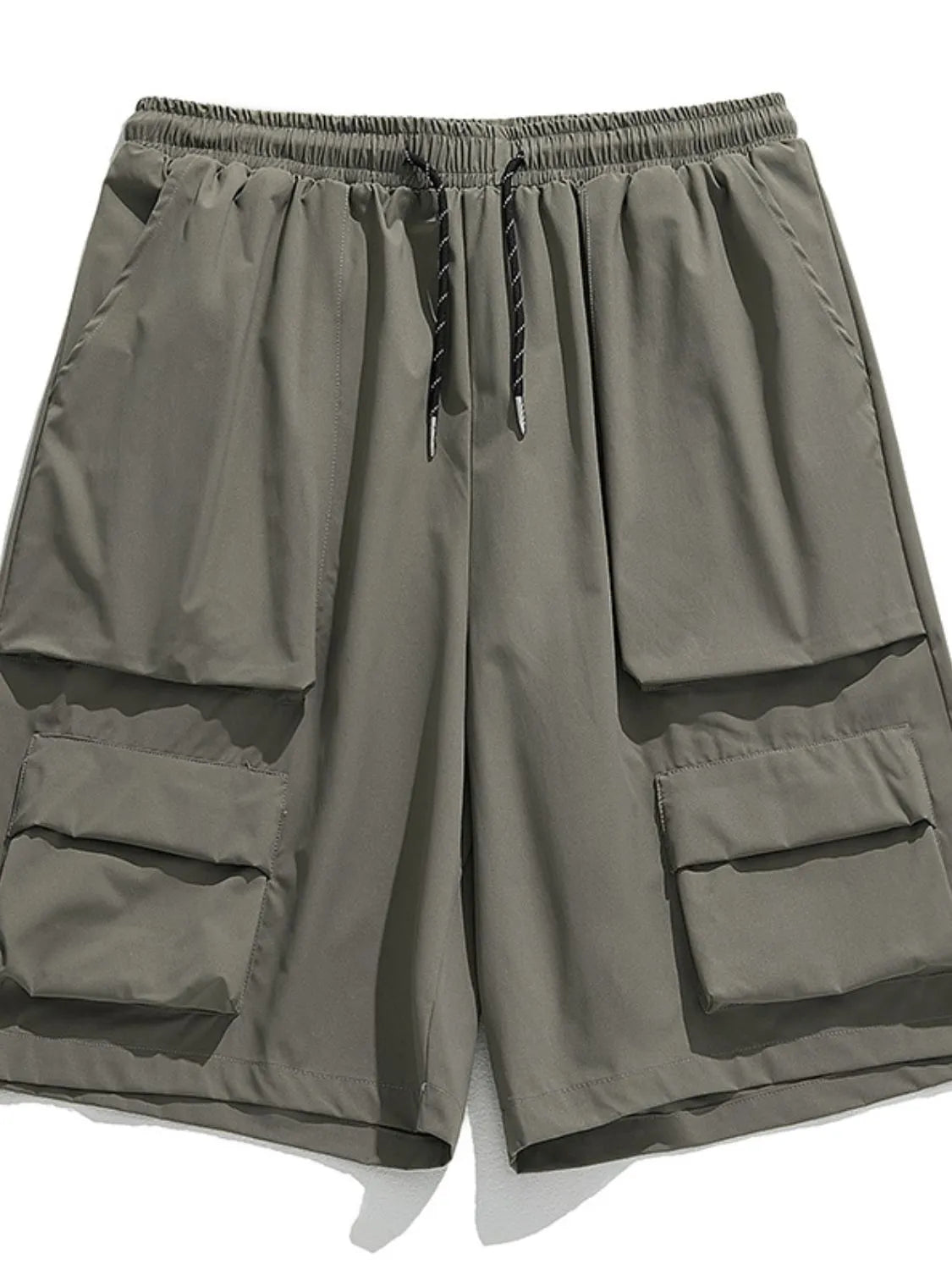 Trendsi men's summer shorts with pockets in olive green cargo style with multiple pockets and drawstring waist
