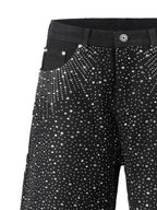 Black Trendsi rhinestone embellished shorts with decorative sparkling stones and front pockets