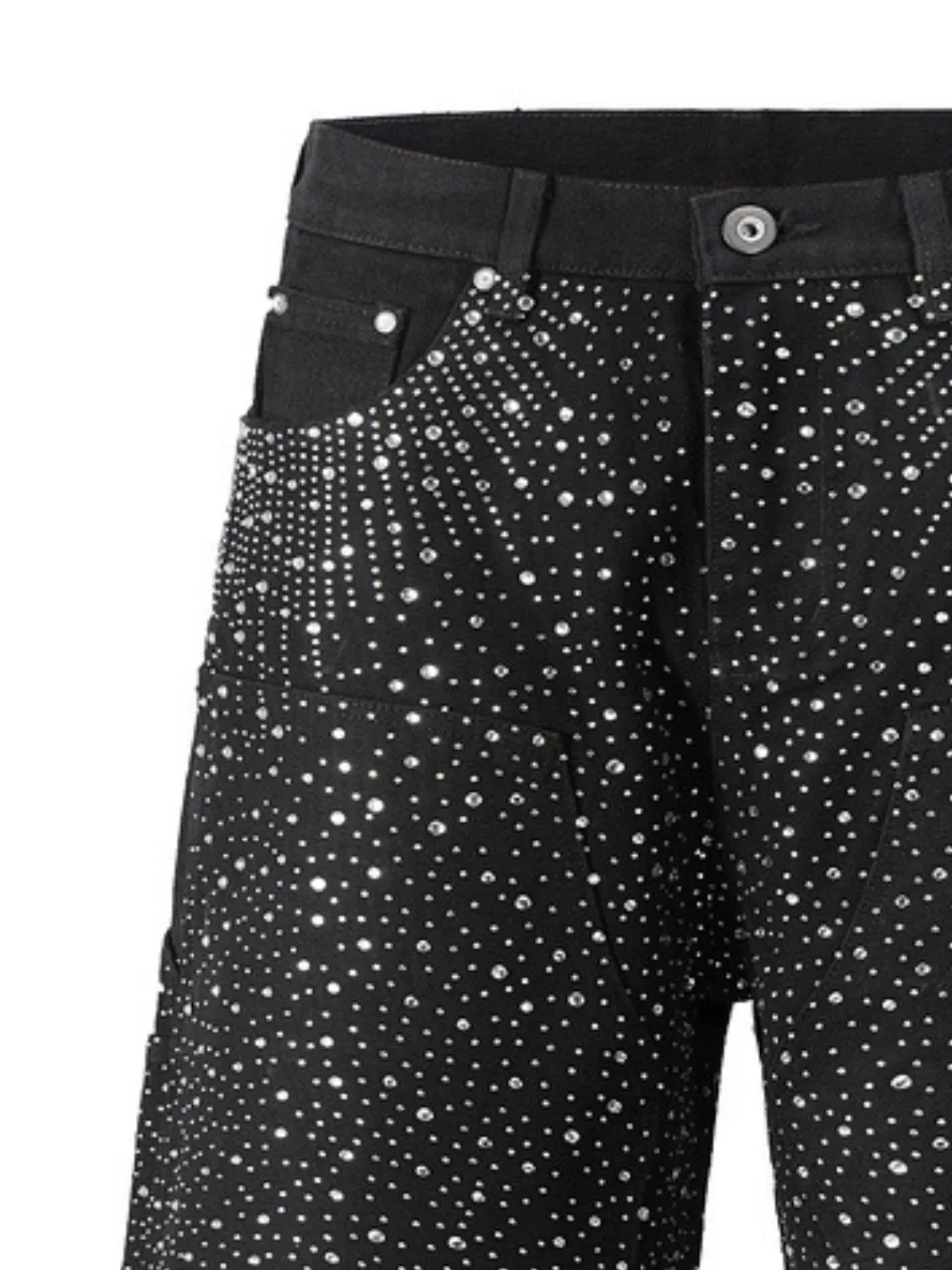 Black Trendsi rhinestone embellished shorts with decorative sparkling stones and front pockets