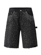 Trendsi black rhinestone embellished shorts with sparkling details and front pockets