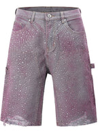 Trendsi rhinestone embellished shorts in faded purple with distressed hem and sparkling details