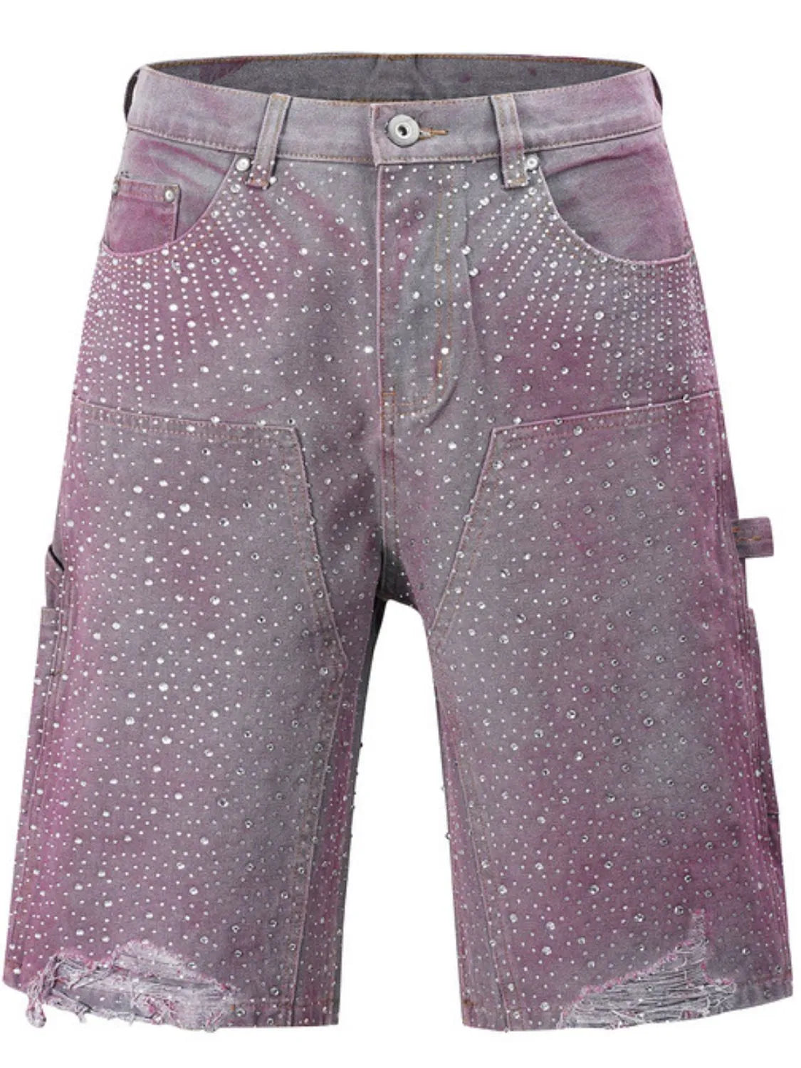 Trendsi rhinestone embellished shorts in faded purple with distressed hem and sparkling details
