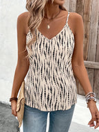 Trendsi stylish cami tops in beige with black abstract pattern, perfect for casual outfits